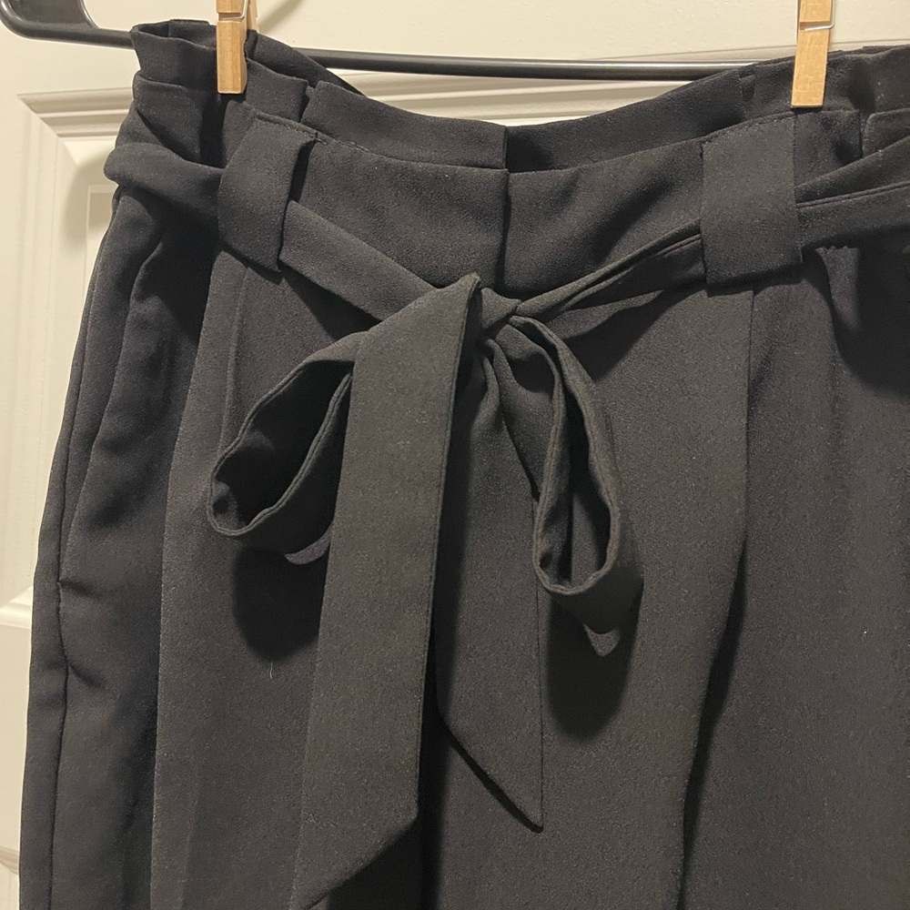 Express Black High-Waisted Tie Belt Ankle Pants